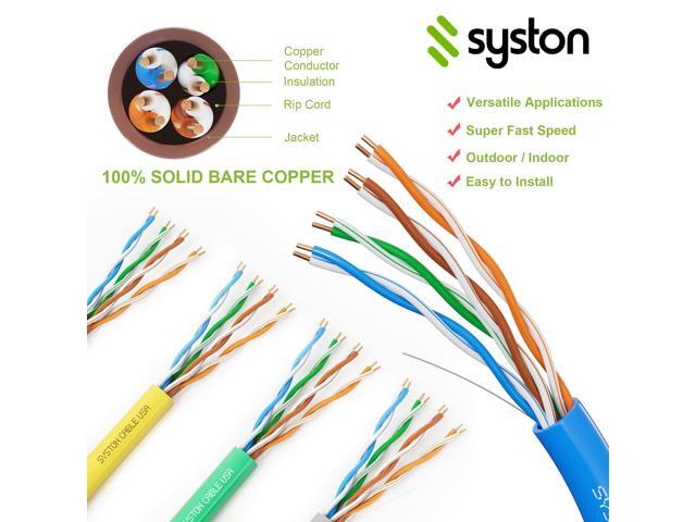 SYSTON CABLE TECHNOLOGY CAT 5E Ethernet Bulk Cable, 350MHz, 24/4pr Solid CU, CMP, Indoor/Outdoor 500 ft. White