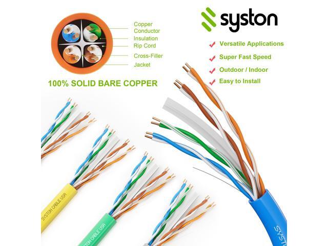 SYSTON CABLE TECHNOLOGY CAT 6E Ethernet Bulk Cable, 600MHz, 23/4pr Solid CU, CMP, Indoor/Outdoor 250 ft. Green