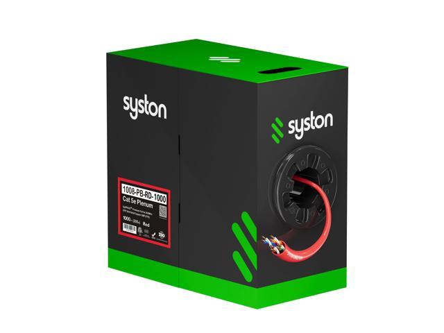 SYSTON CABLE TECHNOLOGY CAT 5E Ethernet Bulk Cable, 350MHz, 24/4pr Solid CU, CMP, Indoor/Outdoor 50 ft. White 1000 ft. Red