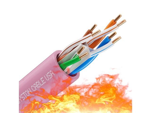 SYSTON CABLE TECHNOLOGY CAT 6E Ethernet Bulk Cable, 600MHz, 23/4pr Solid CU, CMP, Indoor/Outdoor 500 ft. White 500 ft. Pink