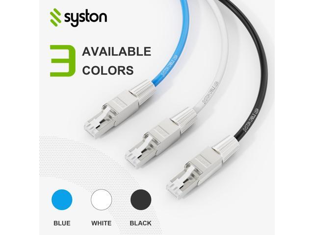 SYSTON CABLE TECHNOLOGY Cat8 Ethernet Cable Patch 2000MHz 2GHz 40GB Solid Bare Copper S/FTP Braided Shielded, 22/4 22 AWG 4 Pair CMR CL2R FT4,...