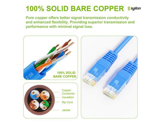 SYSTON CABLE TECHNOLOGY Cat5e Ethernet Internet Cable Patch 350MHz 24AWG 4pr UTP Solid Bare Copper Wire Indoor/Outdoor PoE PC Laptop, CMP...