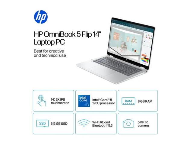 HP - OmniBook 5 Flip 2-in-1 14" 2K Touch-Screen Laptop - Intel Core 5 120U 2024 - 8GB Memory - 512GB SSD - Glacier Silver - image 3