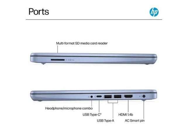HP - 14" Laptop - Intel Processor N150 2025 - 4GB Memory - 128GB UFS - Sky Blue - image 6