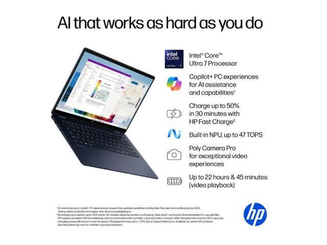 HP - OmniBook X Flip 2-in-1 - Copilot+ PC - 14" 2K Touch-Screen Laptop - Intel Core Ultra 7 256V 2024 - 16GB Memory - 1TB SSD - Atmospheric Blue - image 4