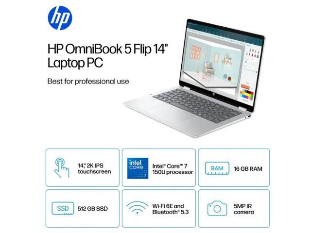 HP - OmniBook 5 Flip 2-in-1 14" 2K Touch-Screen Laptop - Intel Core 7 150U 2024- 16GB Memory - 512GB SSD - Glacier Silver - image 3