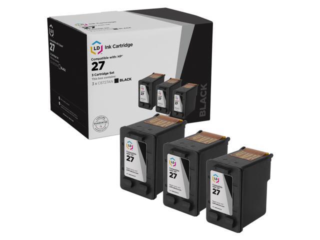 LD Products Remanufactured Ink Cartridge Replacement for HP 27 C8727AN (Black, 3-Pack)