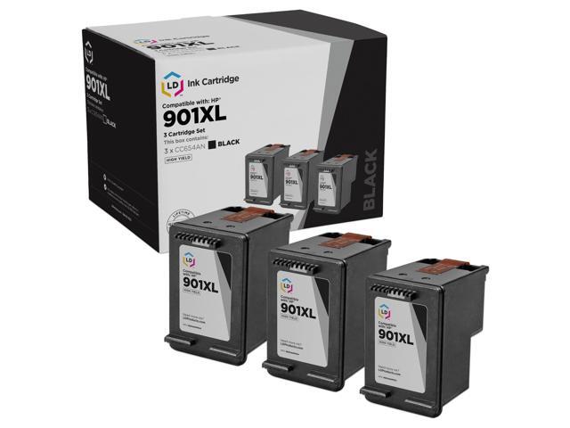 LD Products Remanufactured Ink Cartridge Replacement for HP 901XL CC654AN High Yield (Black, 3-Pack)