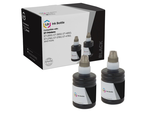 LD Products Ink Bottle Replacement for Epson 502 T502120-S (Black, 2-Pack) compatible with Epson ET Series, Epson Expression and Epson WorkForce