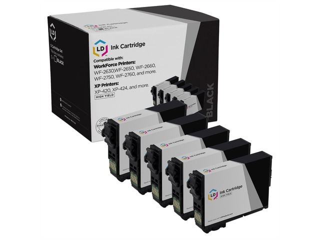 LD Products Replacement for Epson 220XL Ink Cartridges 220 XL T220XL120 High Yield (Black, 5-Pack) for XP-320, XP 420, XP-424, WorkForce WF-2630,...