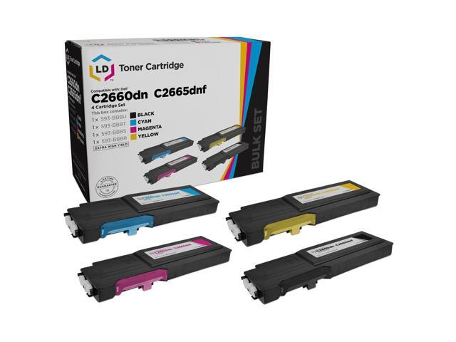LD Products Compatible Toner Cartridge Replacements for Dell C2660dn C2665dnf Extra High Yield (Black, Cyan, Magenta, Yellow, 4-Pack)