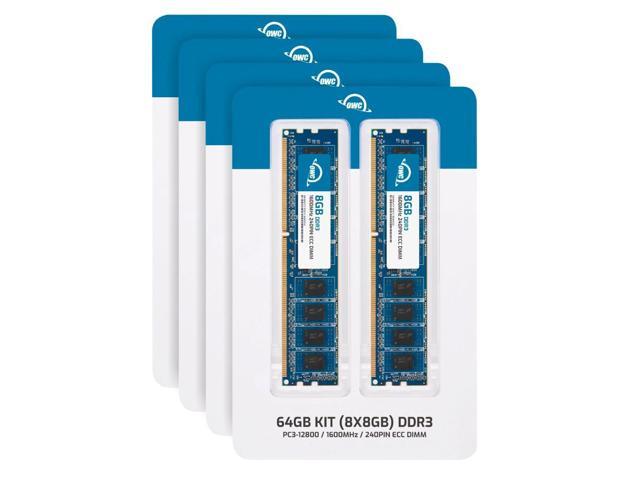 OWC 64GB (8x8GB) DDR3 1600 PC3-12800 CL11 2Rx8 240-pin 1.5V ECC Unbuffered UDIMM Memory RAM Module Upgrade Kit for Select Desktops, Workstations,...