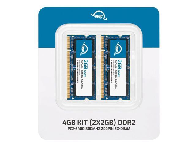 OWC 4GB (2x2GB) DDR2 800 PC2-6400 CL6 2Rx8 200-pin 1.8V Non-ECC SODIMM Memory RAM Module Upgrade Kit for Select Laptops or All-in-One Systems