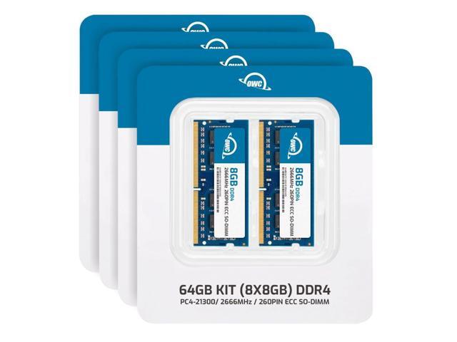 OWC 64GB (8x8GB) DDR4 2666MHz PC4-21300 CL19 1RX8 ECC SO-DIMM 1.2V 260-pin Memory RAM
