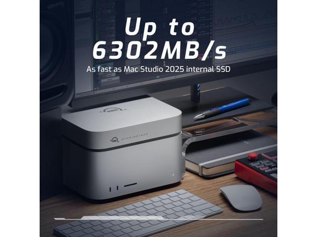 OWC StudioStack 2TB NVMe SSD Thunderbolt 5 Dual-Drive Hybrid Storage and Connectivity Hub, Perfectly Stacks with Mac Studio and 2018-2023 Mac...