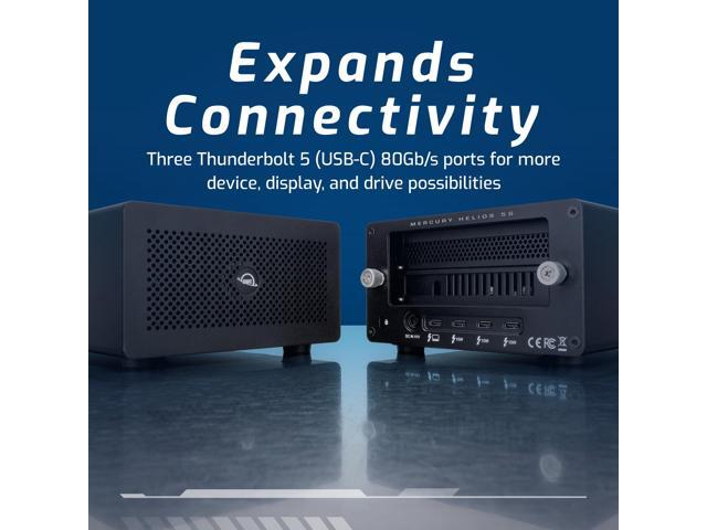 OWC Mercury Helios 5S Thunderbolt 5 (USB-C) External PCIe and Connectivity Expansion Solution with 3 TB5 80GB Ports