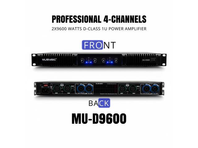 MUSYSIC MUD9600 Professional 4Channel Power Amplifier, 4×1000W @ 4, MultiMode Operation (Stereo/Parallel/Bridge), LPF for Subwoofers, XLR Inputs,...