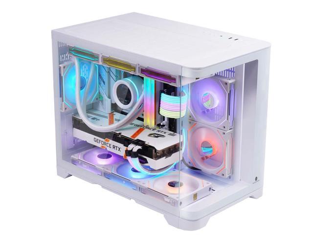 WJCOOLMAN Tian Mu White Curved Glass Panoramic Version 2Side Transparent Glass Gaming Computer Case support 9 Fan Positions 240 AIO Support...