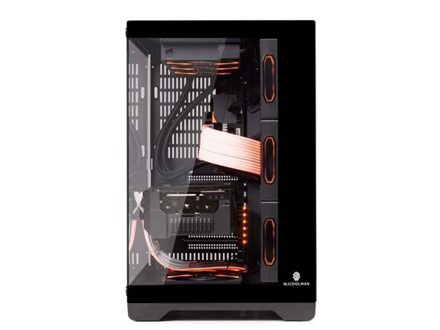 WJCOOLMAN Lonely Warrior PRO Black Chassis Panoramic Version 2 Sides Transparent Glass Gaming Computer Case Support 10 Fan Positions 360 AIO...