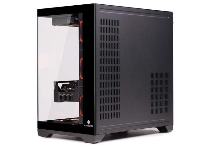 WJCOOLMAN Lonely Warrior PRO Black Chassis Panoramic Version 2 Sides Transparent Glass Gaming Computer Case Support 10 Fan Positions 360 AIO...