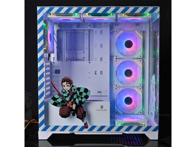 WJCOOLMAN Prism Pro Cartoon Edition White Gaming Computer Case Panoramic Version 2Side Transparent Glass Support 8 Fan Positions Support...