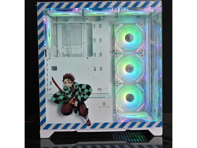 WJCOOLMAN Prism Pro Cartoon Edition White Gaming Computer Case Panoramic Version 2Side Transparent Glass Support 8 Fan Positions Support...