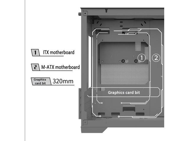 WJCOOLMAN Sea View Room Mini Gaming Case(without Light Strip and Bottom Dust Net) Black 2Side Transparent Glass Gaming Computer Case Suppor Fan...