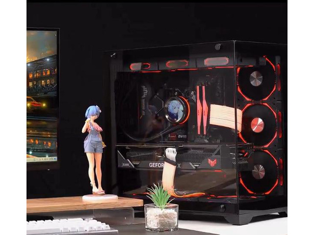 WJCOOLMAN Lonely Warrior PRO Black Computer Case Panoramic Version 2 Sides Transparent Glass Gaming Chassis Support 10 Fan Positions 360 AIO...
