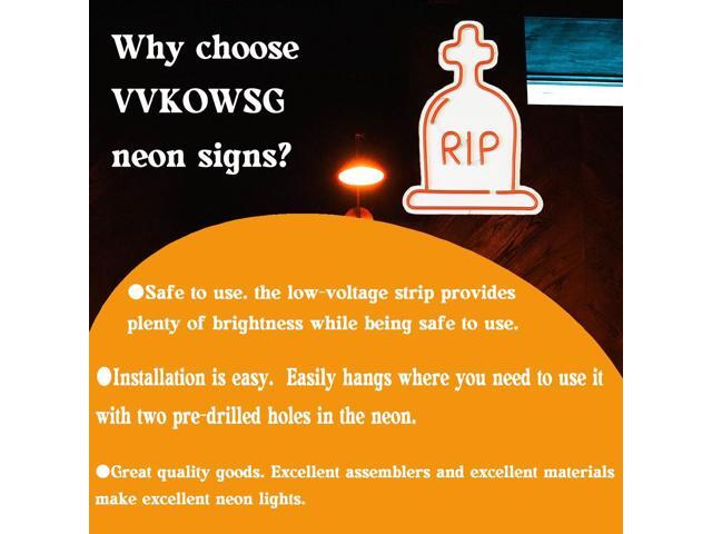 VVKOWSG Gravestone LED Neon Sign Super Bright Acrylic Handmade Halloween Led Light Neon Light Size 11.8x15.7 in Tombstone Neon Sign for Shop Window...