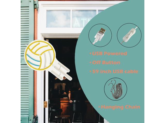 VVKOWSG Volleyball LED Neon Sign Super Bright Acrylic Handmade Ball Led Light Neon Light Size 15.7x10.2 in Sport Neon Sign for Shop Window Store...