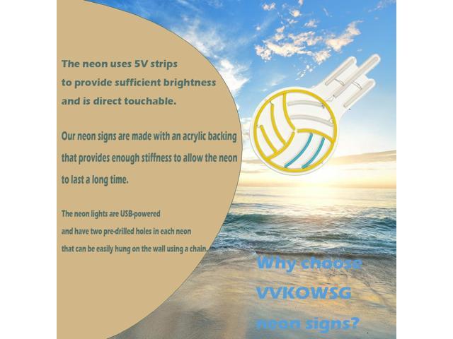 VVKOWSG Volleyball LED Neon Sign Super Bright Acrylic Handmade Ball Led Light Neon Light Size 15.7x10.2 in Sport Neon Sign for Shop Window Store...