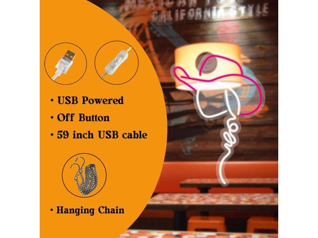 Cowgirl Hat LED Neon Sign Super Bright Acrylic Dimmable Cowboy Neon Light for Shop Window Store Display Beer Bar Nightclub Grand Opening Gift (Pink...