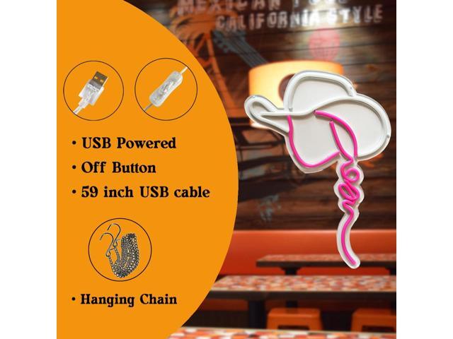 Cowgirl Hat LED Neon Sign Super Bright Acrylic Dimmable Cowboy Led Light Cowgirl Neon Light Hat Neon Sign for Shop Window Store Display Beer Bar...