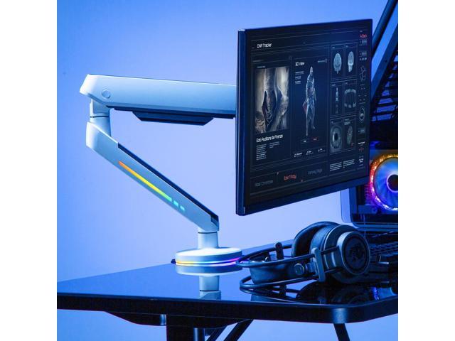 Desky Single LED Monitor Arm - White