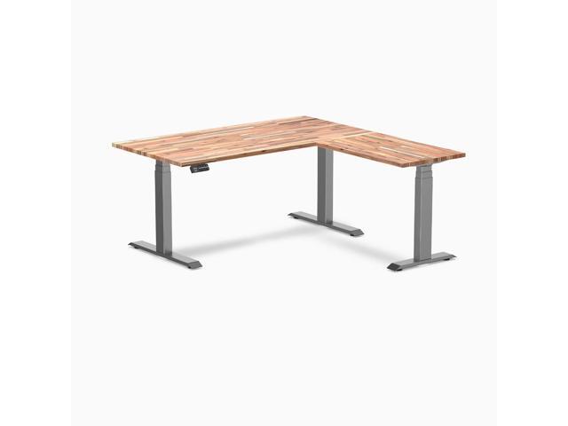 Desky Softwood L-Shape Sit Stand Desk - Acacia / 60 x 30 x 62 x 20 in / Space Gray