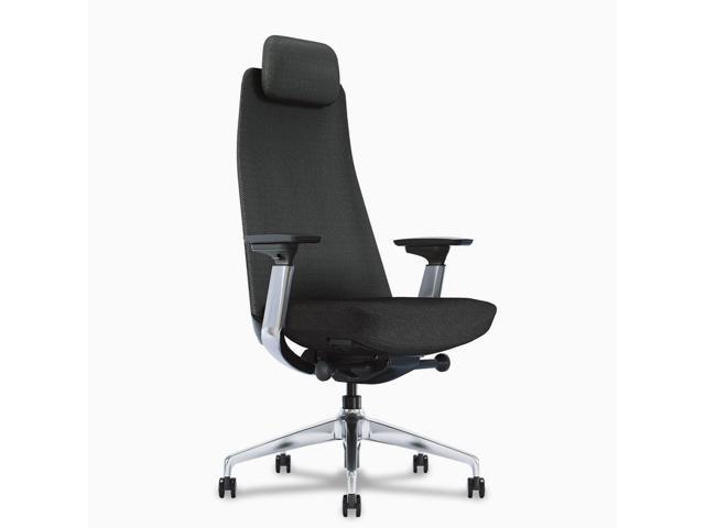 Desky Pinnacle Executive Office Chair - Light Grey / Polished Aluminium