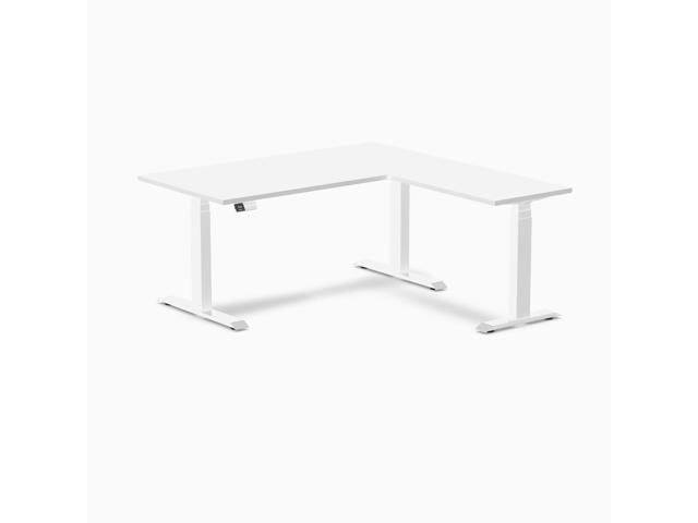 Desky L-Shape Laminate Sit Stand Desk - White / 59 x 29.5 x 61.5 x 20 in / White