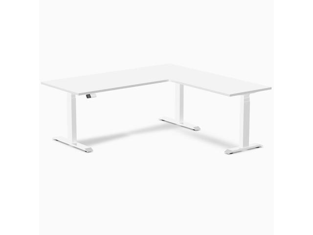 Desky L-Shape Laminate Sit Stand Desk - White / 70.9 x 29.5 x 69.5 x 24 in / White
