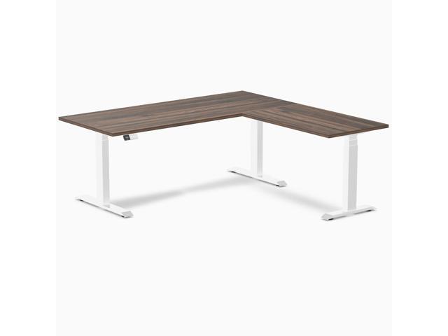 Desky L-Shape Laminate Sit Stand Desk - Jarrah Legno / 70.9 x 29.5 x 69.5 x 24 in / White