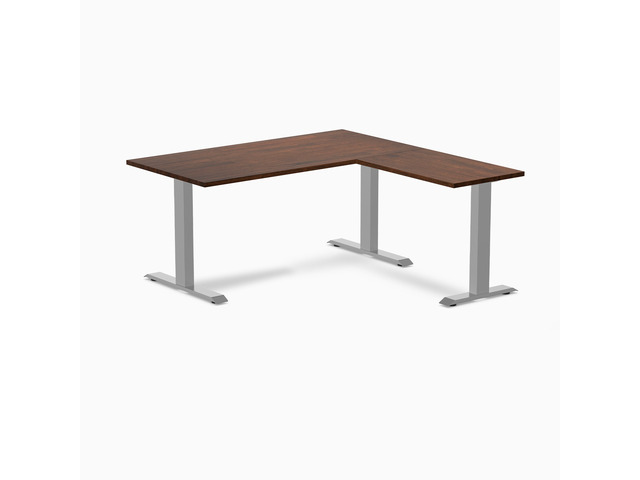 Desky Zero Rubberwood L-Shape Office Desk - Red Walnut / 60 x 30 x 62 x 20 in / Gray