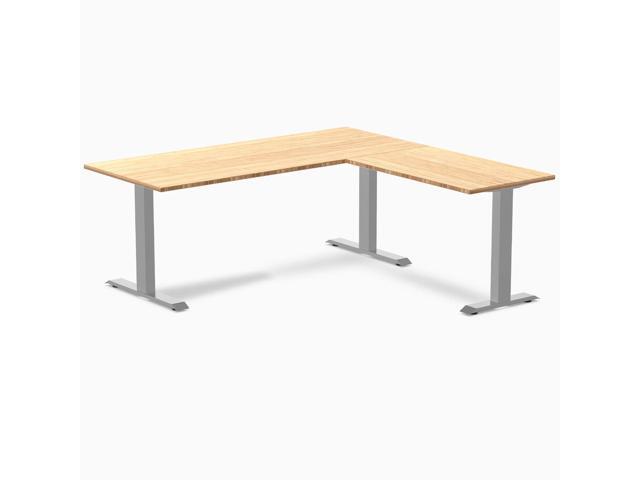 Desky Zero Bamboo L-Shape Office Desk - Bamboo / 72 x 30 x 70 x 24 in / Gray