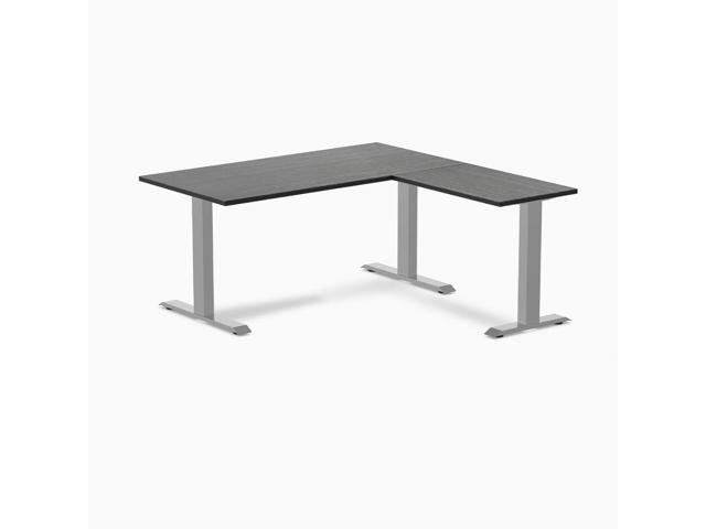 Desky Zero Bamboo L-Shape Office Desk - Dark Bamboo / 60 x 30 x 62 x 20 in / Gray