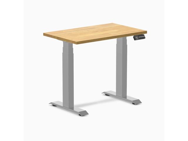 Desky Dual Mini Rubberwood Sit Stand Desk - Light Oak / 32 x 20 in / Grey