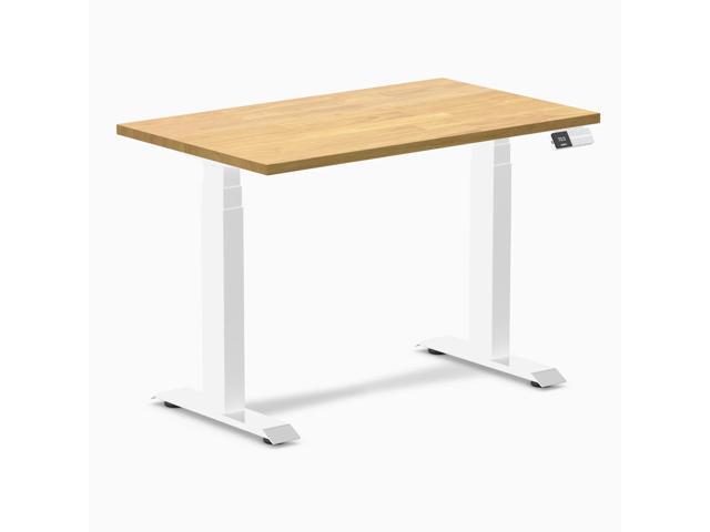 Desky Dual Mini Rubberwood Sit Stand Desk - Light Oak / 40 x 24 in / White