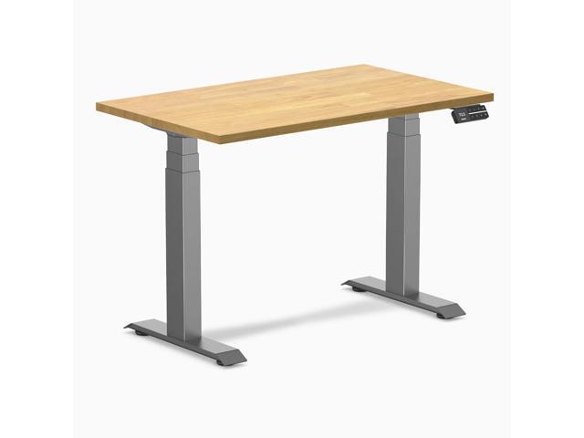 Desky Dual Mini Rubberwood Sit Stand Desk - Light Oak / 40 x 24 in / Space Gray