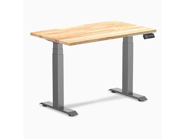 Desky Dual Mini Rubberwood Sit Stand Desk - Natural / 40 x 24 in / Space Gray