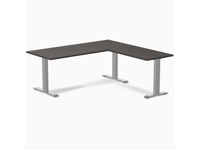 Desky Zero Laminate L-Shape Office Desk - Burnished Wood / 70.9 x 29.5 x 68.9 x 23.6 in / Gray