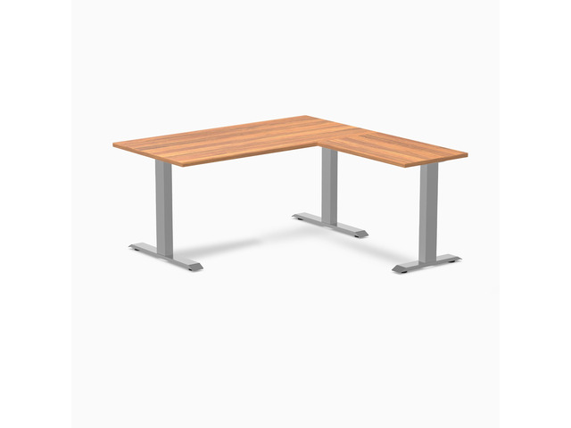 Desky Zero Laminate L-Shape Office Desk - Prime Oak / 59 x 29.5 x 61 x 19.7 in / Gray