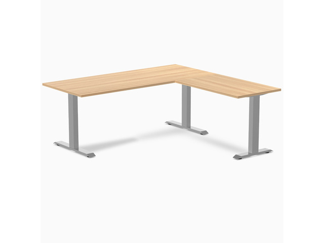 Desky Zero Laminate L-Shape Office Desk - Sublime Teak / 70.9 x 29.5 x 68.9 x 23.6 in / Gray