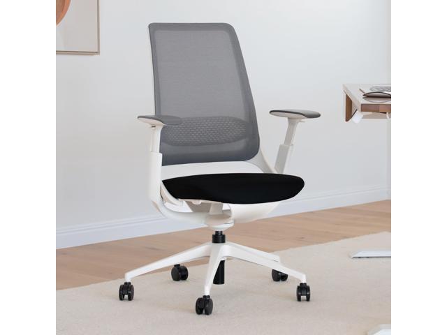 Desky Pulse Supportive Desk Chair - White / Headrest